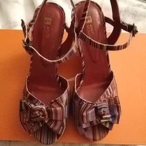 Women's cork heeled shoes size 7.5 white mountain multi colored